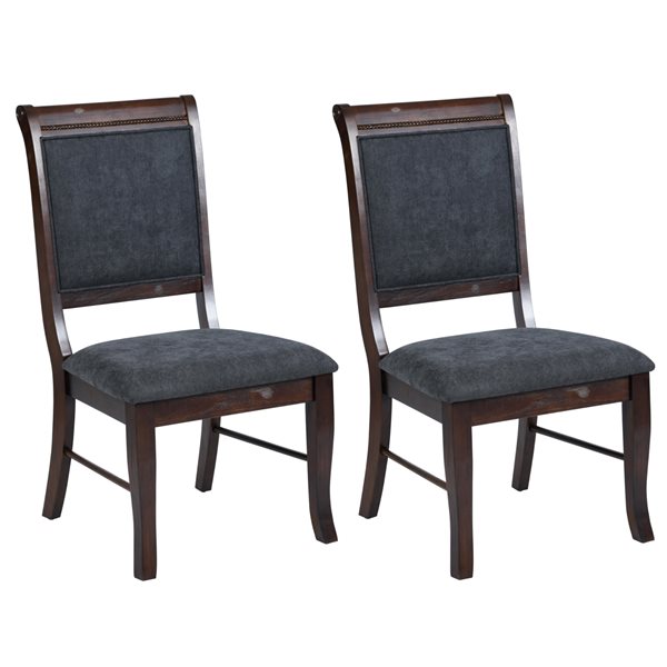 Ensemble de 2 chaises de salle à manger Zaim avec cadre en bois et polyester gris par Homycasa