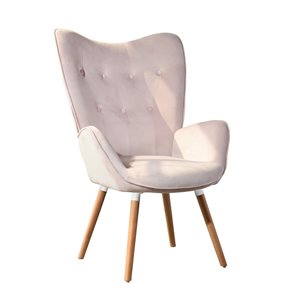 Homycasa Kas Blush Velvet Upholstered Tufted Armrest Wingback Arm Chair
