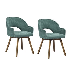 Homycasa Aranguiz Green Polyester Wood Frame Dining Chair (Set of 2)