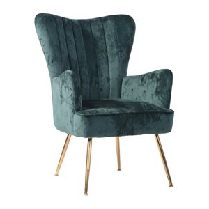 Homycasa Wing Green Fabric Upholstered Wing Back Leisure Arm Chair
