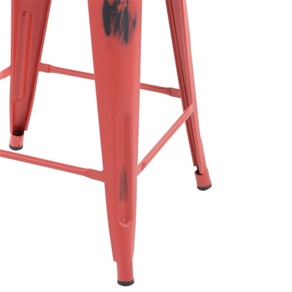 Homycasa Thocar 24-in Red Industrial Slat Back Metal tabourets de comptoir (Set of 2)