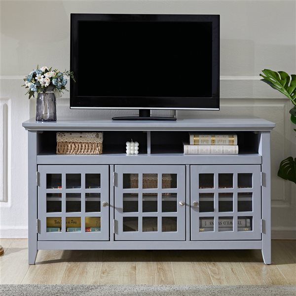 Homycasa Taneka Contemporary 3-Door Grey TV Stand for TVs up to 55-in