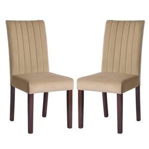 Homycasa Fawn Brown Polyester Wood Frame Dining Chair (Set of 2)
