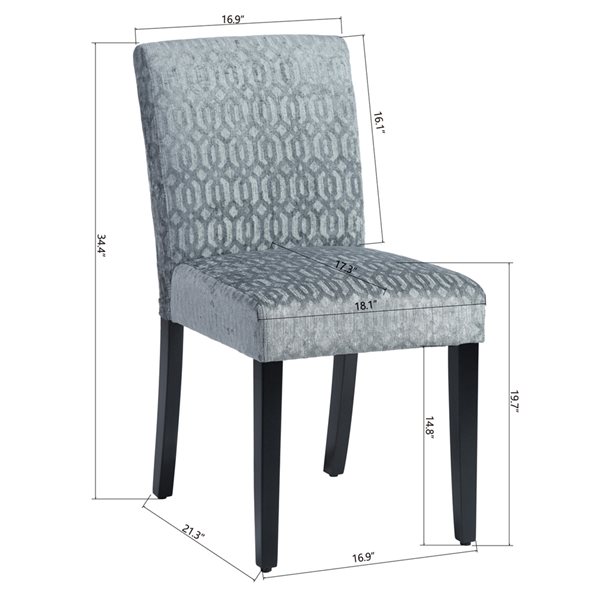 Homy Casa Lowe Silver Polyester Wood Frame Dining Chair (Set of 2)