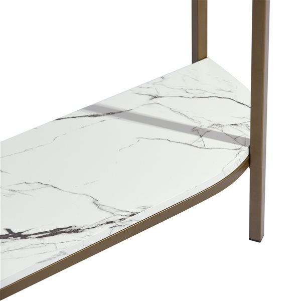 Homy Casa Adria 39-in White Marble Modern Half Moon Console Table