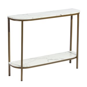 Homycasa Adria 39-in White Marble Modern Half Moon Console Table
