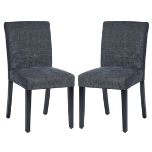 Homycasa Lowe Black Polyester Wood Frame Dining Chair (Set of 2)