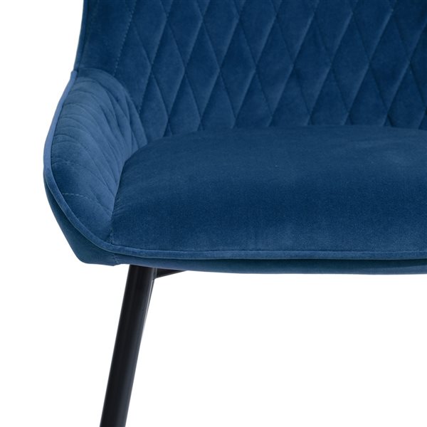 Homycasa Rabiot Blue Velvet Metal Frame Dining Chair (Set of 2)