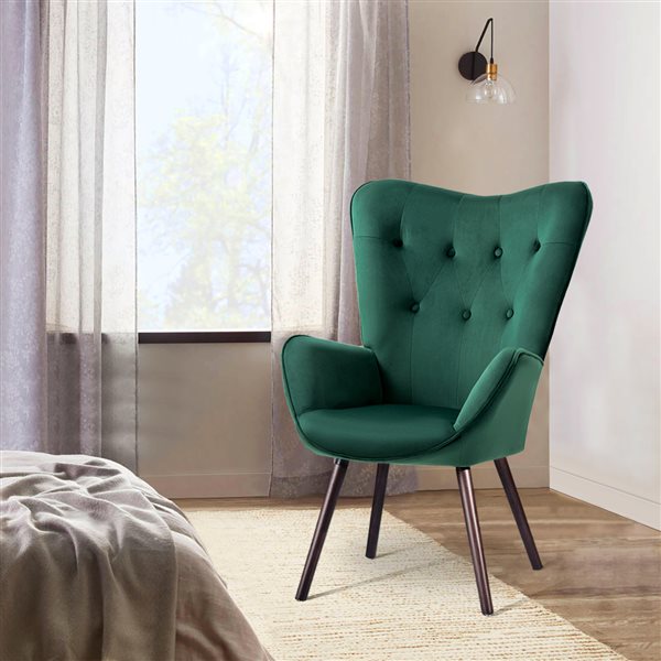 Homy Casa Wing Blue Fabric Upholstered Wing Back Leisure Arm Chair