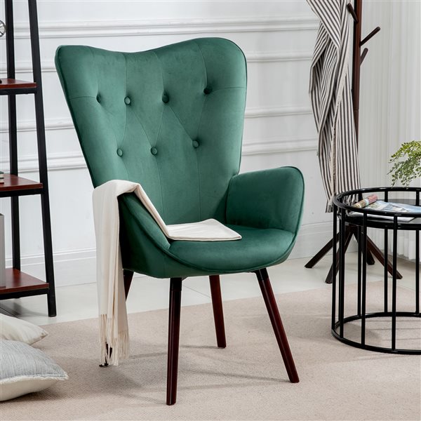 Homy Casa Wing Blue Fabric Upholstered Wing Back Leisure Arm Chair