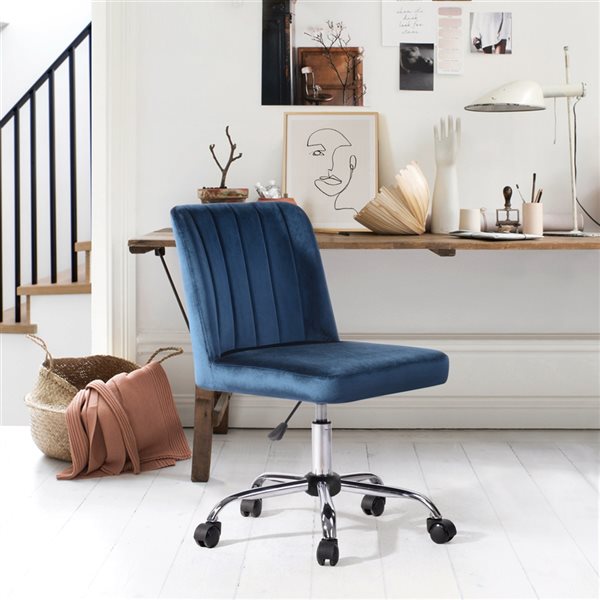 Chaise de bureau sans accoudoirs bleu