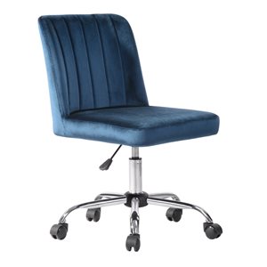 Homycasa Maker Blue Velvet Seat Task Chair without Arms