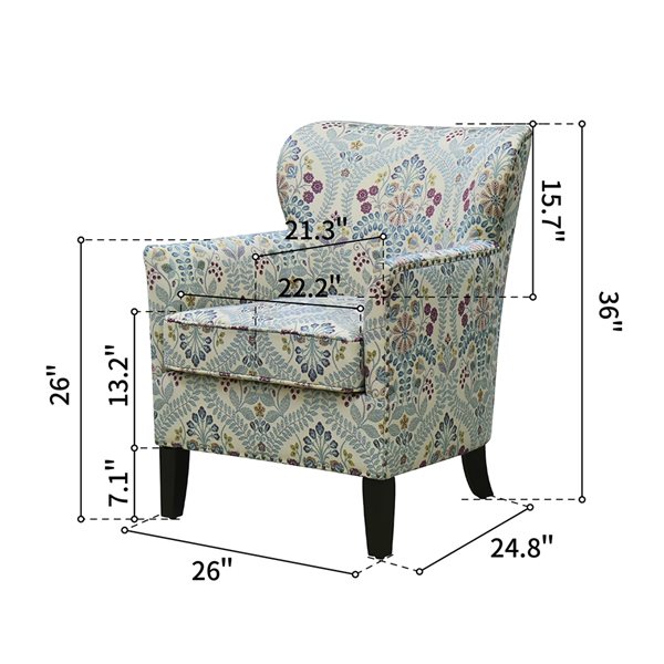Homy Casa Elliot 28.5-in Upholstered Armchair with Removable Cushions