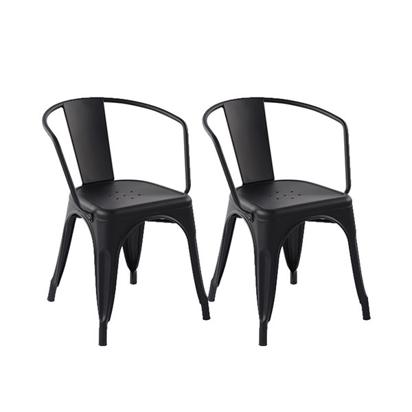 Homycasa Mosan Black Metal Frame Dining Chair (Set of 2) 2206230000145
