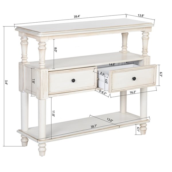 Homycasa Lyting 39-in White Midcentury Console Table