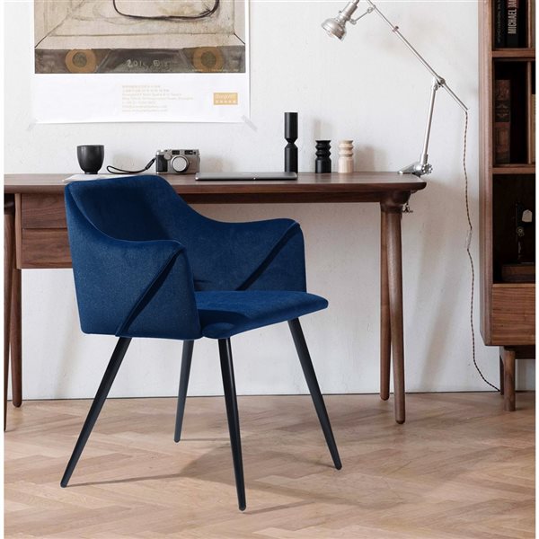 Homycasa Aldridge frosted Blue Velvet Metal Frame Dining Chair (Set of 2)