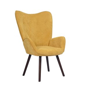Homycasa Kas Yellow Fabric Upholstered Tufted Armrest Wingback Arm Chair