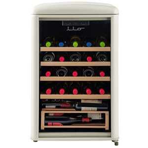 iio 30-Bottle Freestanding Retro Cream Wine Cooler