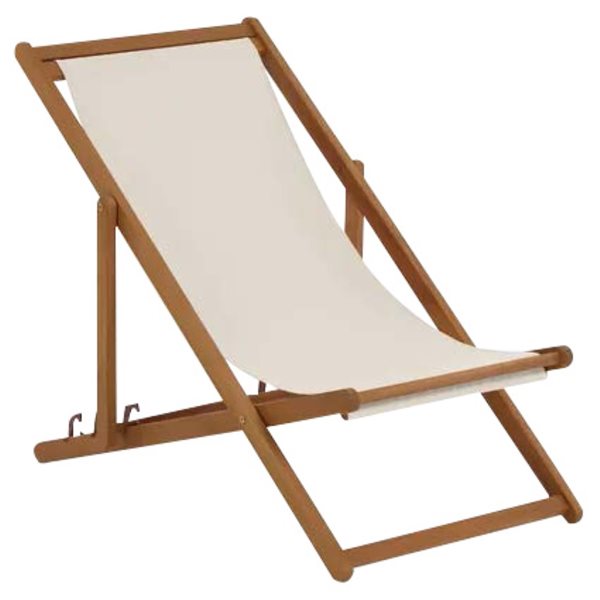 Chaise longue F. Corriveau International fixe en bois d'acacia avec siège écru