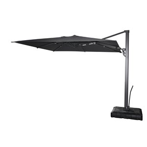 Parasol suspendu Oasis par Corriveau Outdoor Furniture charbon de 10 pi avec manivelle