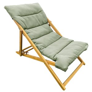 F. Corriveau International Acacia Wood Stationary Deck Chair with Jade Seat
