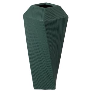 Uniquewise 12-in H Green Ceramic Decorative Square Twisted Vase