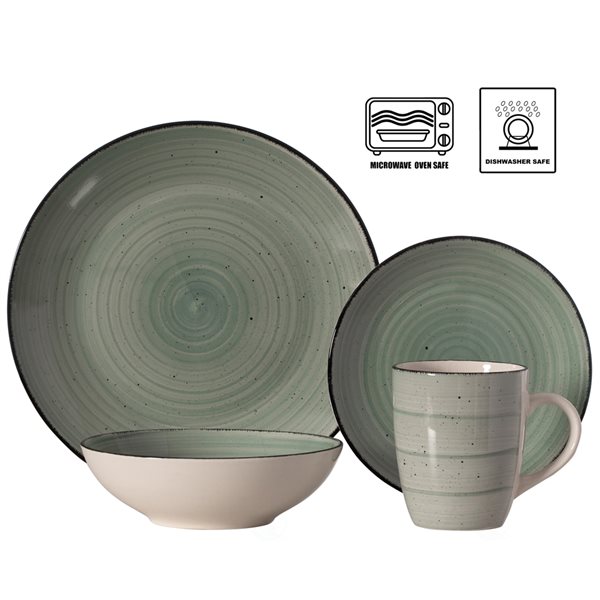 Quickway Imports Green Dinnerware Set - 16-Piece