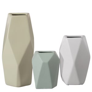 Uniquewise Assorted Ceramic Decorative Geometric Vases - Set of 3