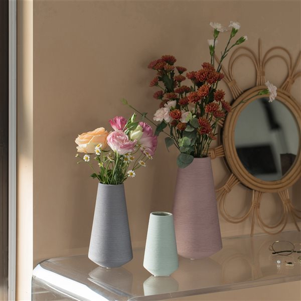 Uniquewise Assorted Ceramic Decorative Cone Shaped Vases - Set of 3