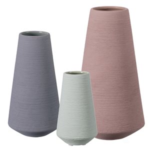 Uniquewise Assorted Ceramic Decorative Cone Shaped Vases - Set of 3