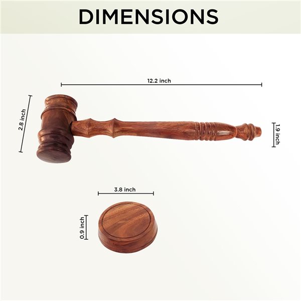 Vintiquewise 2.5-in Brown Gavel with Wood Base