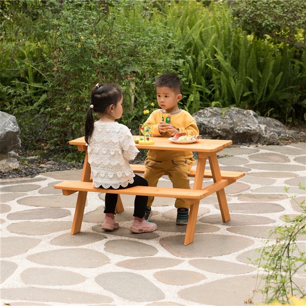 Style Selections 72-in Brown Wood Rectangle Picnic Table in the