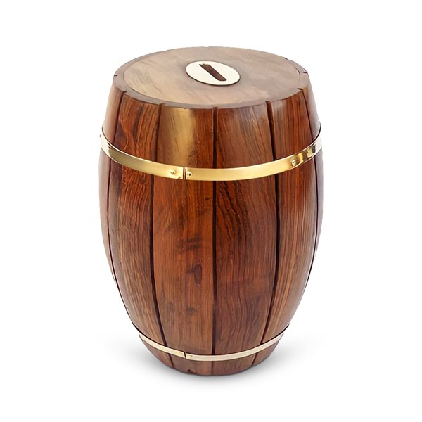 Vintiquewise 7-in Brown Wine Barrel Coin Bank