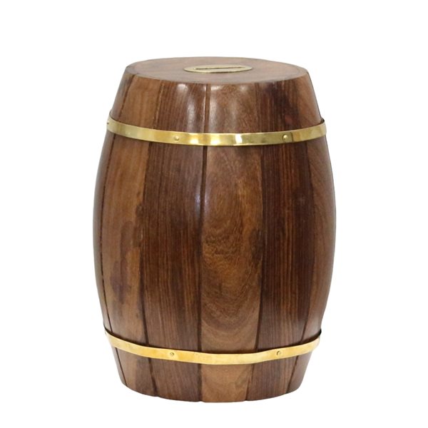 Vintiquewise 7-in Brown Wine Barrel Coin Bank
