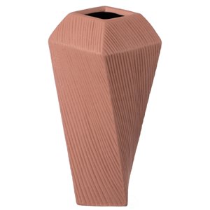 Uniquewise 10-in H Pink Ceramic Decorative Square Twisted Vase