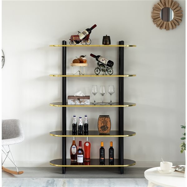 Fabulaxe Brown Wood 5-Shelf Standard Bookcase