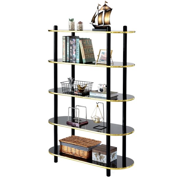 Fabulaxe Brown Wood 5-Shelf Standard Bookcase