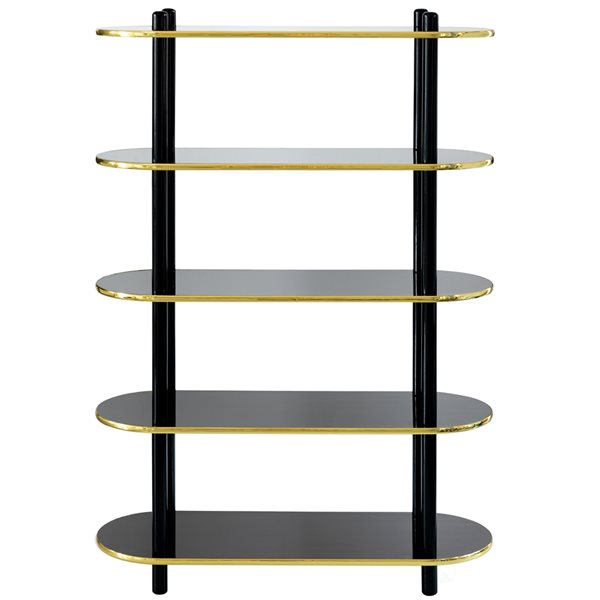 Fabulaxe Brown Wood 5-Shelf Standard Bookcase