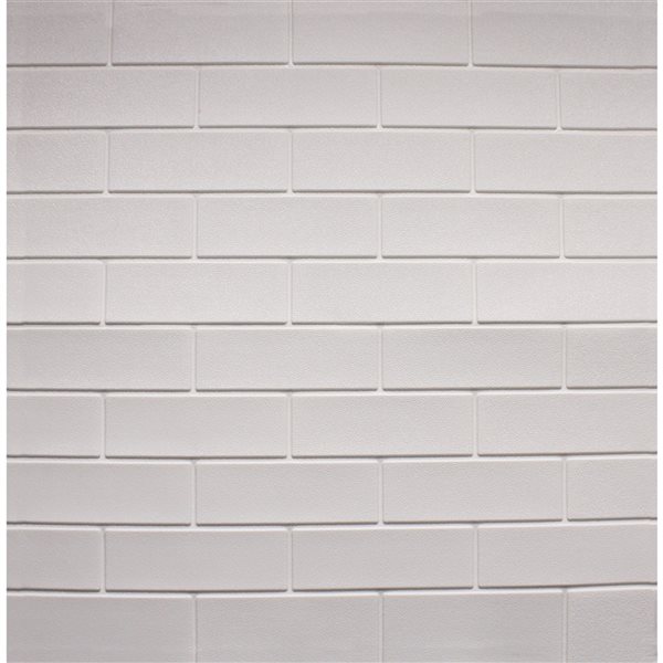 Dundee Deco Falkirk Markinch 2.3-ft x 27.6-in White 3D Stick and Peel Wall Panel