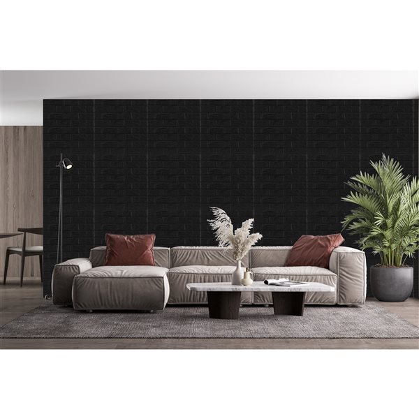 Dundee Deco Falkirk Markinch 2.5-ft x 27.6-in Black 3D Stick and Peel Wall Panel