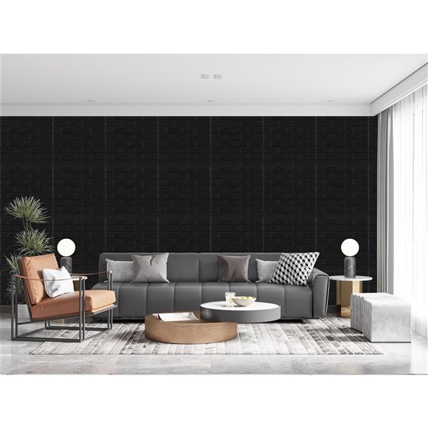 Dundee Deco Falkirk Markinch 2.5-ft x 27.6-in Black 3D Stick and Peel Wall Panel