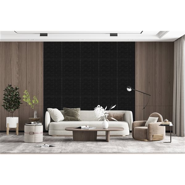 Dundee Deco Falkirk Markinch 2.5-ft x 27.6-in Black 3D Stick and Peel Wall Panel