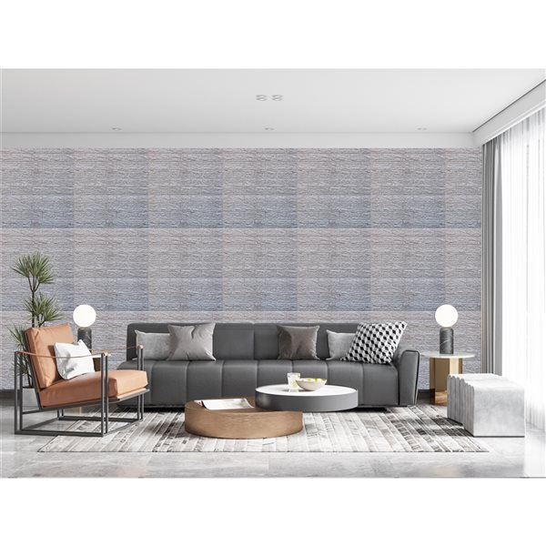 Dundee Deco Falkirk Markinch 2.5-ft x 27.6-in Brown and White 3D Stick and Peel Wall Panel