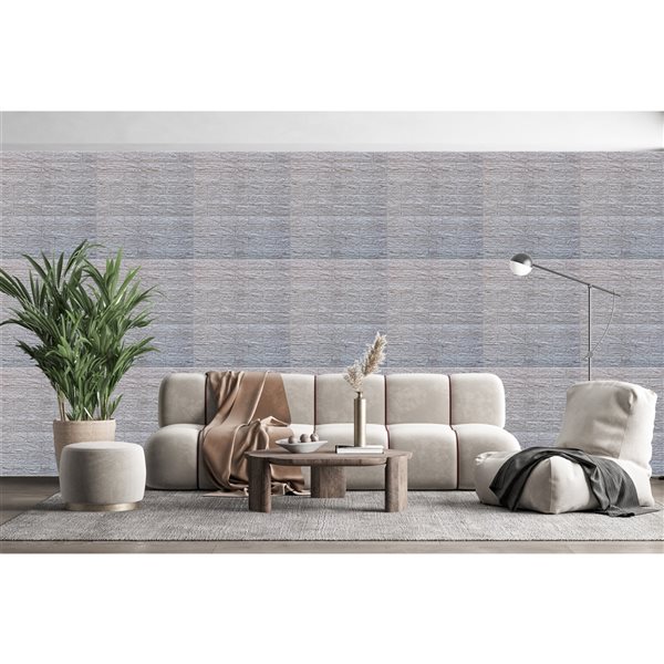 Dundee Deco Falkirk Markinch 2.5-ft x 27.6-in Brown and White 3D Stick and Peel Wall Panel