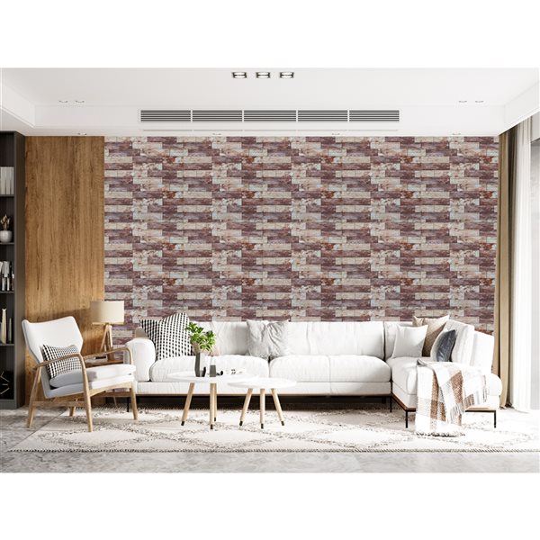 Dundee Deco Falkirk Markinch 2.5-ft x 27.6-in Beige, Brown and White 3D Stick and Peel Wall Panel