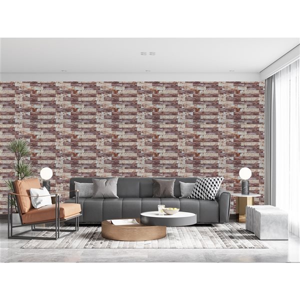 Dundee Deco Falkirk Markinch 2.5-ft x 27.6-in Beige, Brown and White 3D Stick and Peel Wall Panel