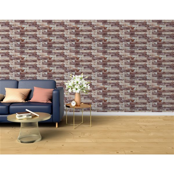 Dundee Deco Falkirk Markinch 2.5-ft x 27.6-in Beige, Brown and White 3D Stick and Peel Wall Panel
