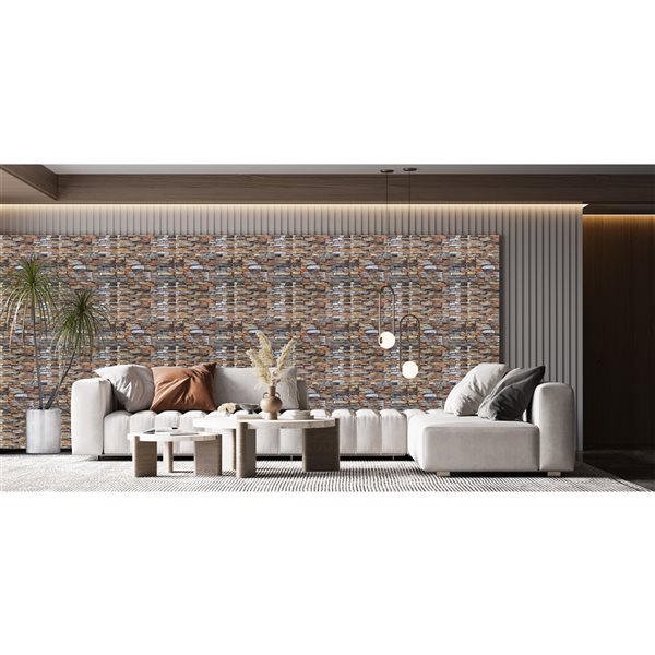 Dundee Deco Falkirk Markinch 2.5-ft x 27.6-in Beige, Brown and Orange 3D Stick and Peel Wall Panel