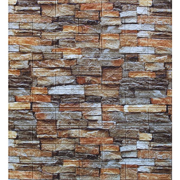 Dundee Deco Falkirk Markinch 2.5-ft x 27.6-in Beige, Brown and Orange 3D Stick and Peel Wall Panel