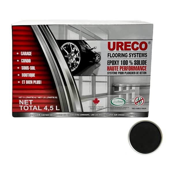 Ensemble d'époxy Ureco charbon métallique haute brillance de 4,5 L pour sol de garage